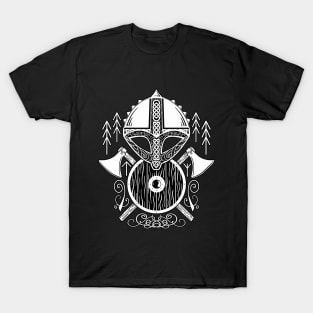 Viking Helm with Axes and shield T-Shirt